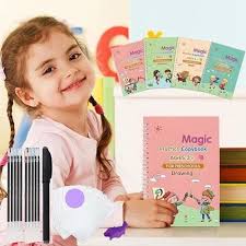 Sank Magic Book Practice Copybook, Number With Pen, 4 book, 1 Pen, 10 Refills